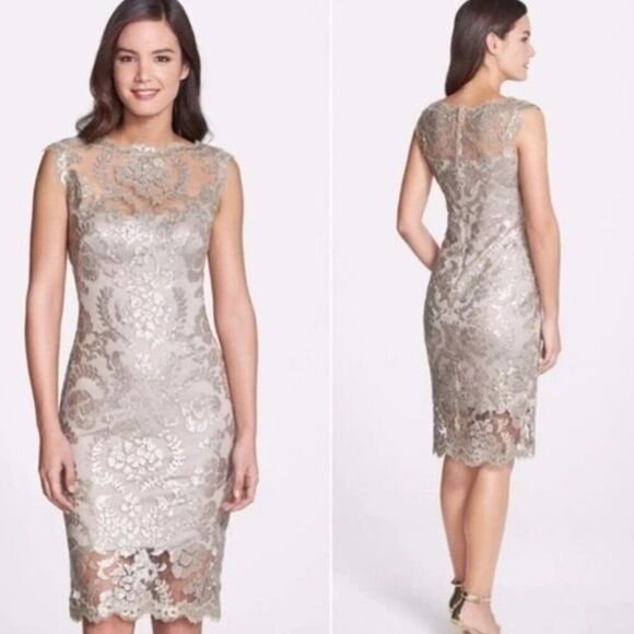 Tadashi Shoji Dresses & Skirts - Tadashi Shoji Illusion Sequin Lace Sleeveless Dress - Women's 2